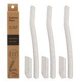 Biodegradable Wheat Straw Eyebrow Razor Trimmer -  Facial Dermaplaning Razor - Set of 3