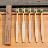 Bamboo Toothbrush Soft Colorful Head 5 or 10 pcs - Adults