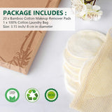 Organic Reusable  Bamboo & Cotton Makeup Remover Pads Rounds 20 pack