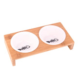 Bamboo Pet Feeder Ceramic Bowl Raised Stand (new)