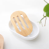 Bamboo Wood Bathroom Set with Toothbrush Holder, Soap Dish, Soap Dispenser, and Toilet Brush Container