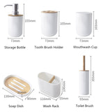 Bamboo Wood Bathroom Set with Toothbrush Holder, Soap Dish, Soap Dispenser, and Toilet Brush Container