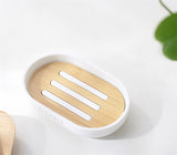 Bamboo Wood Bathroom Set with Toothbrush Holder, Soap Dish, Soap Dispenser, and Toilet Brush Container