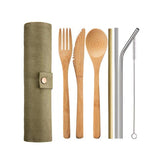 Bamboo Cutlery Flatware Utensils Set Reusable  Fork Spoon Knife