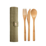 Bamboo Cutlery Flatware Utensils Set Reusable  Fork Spoon Knife