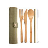 Bamboo Cutlery Flatware Utensils Set Reusable  Fork Spoon Knife