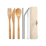 Bamboo Cutlery Flatware Utensils Set Reusable  Fork Spoon Knife