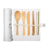 Bamboo Travel Cutlery Set with Carrying Case Portable
