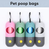 LED Light Poop Bag Dispenser for Night Dog Walks – Includes 10 Degradable Rolls