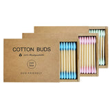 Two boxes of bamboo cotton swabs 400 pcs, double-ended ear swabs, 100% eco-natural