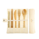 Bamboo Travel Cutlery Set with Carrying Case Portable
