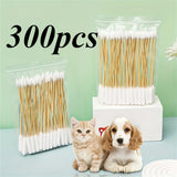 Pet Cotton Swabs With Bamboo Handles, 6 Inches Long, Gentle Cleaning Solution For Dogs &  Ear/Eye
