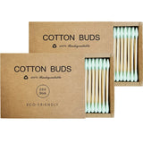Two boxes of bamboo cotton swabs 400 pcs, double-ended ear swabs, 100% eco-natural