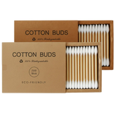 Two boxes of bamboo cotton swabs 400 pcs, double-ended ear swabs, 100% eco-natural