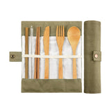 Bamboo Travel Cutlery Set with Carrying Case Portable