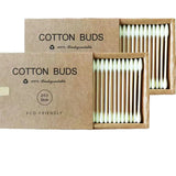 Two boxes of bamboo cotton swabs 400 pcs, double-ended ear swabs, 100% eco-natural