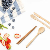 Bamboo Travel Cutlery Set with Carrying Case Portable