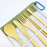 Bamboo Travel Cutlery Set with Carrying Case Portable