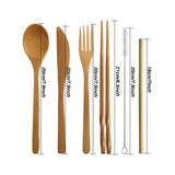 Bamboo Travel Cutlery Set with Carrying Case Portable