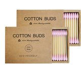 Two boxes of bamboo cotton swabs 400 pcs, double-ended ear swabs, 100% eco-natural