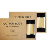 Two boxes of bamboo cotton swabs 400 pcs, double-ended ear swabs, 100% eco-natural