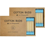 Two boxes of bamboo cotton swabs 400 pcs, double-ended ear swabs, 100% eco-natural
