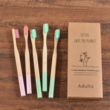 5-Pack Bamboo Toothbrush Biodegradable Adults