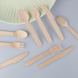 Bamboo Disposable Cutlery/Dinnerware 100pcs - Knives Forks Spoons