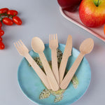 Bamboo Disposable Cutlery/Dinnerware 100pcs - Knives Forks Spoons