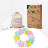 Organic Reusable  Bamboo & Cotton Makeup Remover Pads Rounds 20 pack