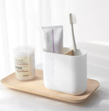 Bamboo Wood Bathroom Set with Toothbrush Holder, Soap Dish, Soap Dispenser, and Toilet Brush Container
