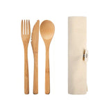 Bamboo Cutlery Flatware Utensils Set Reusable  Fork Spoon Knife